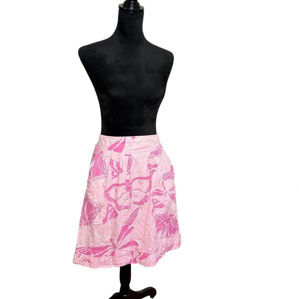 Lilly Pulitzer Pink Butterfly Skirt Size 8 Resort Preppy Cotton